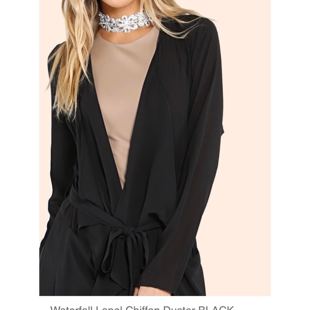 LAST! FERRAH HP Black Flowy Long Duster Cardigan - Picture 5 of 7